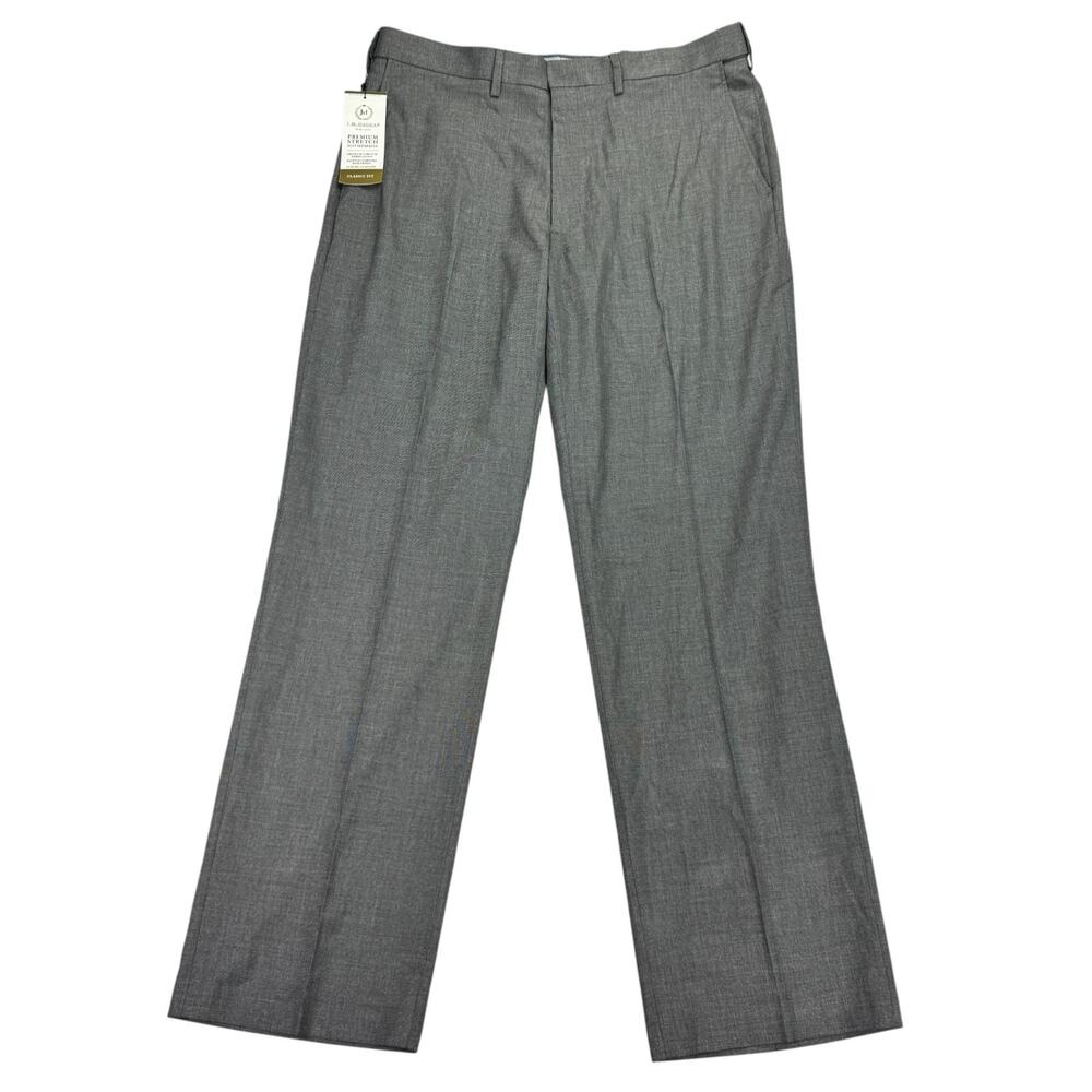 Haggar Mens Premium Classic Fit Flat Front Stretch Suit Pants Gray 36x32